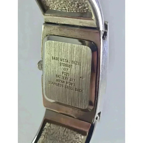 Womens Studio Zebra Print Black Silver Tone Watch Design Cuff Band NEW BATTERY - Picture 8 of 8
